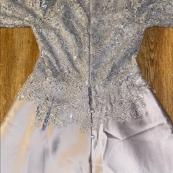 Teri Jon silver metallic lace gown - Picture 6 of 16